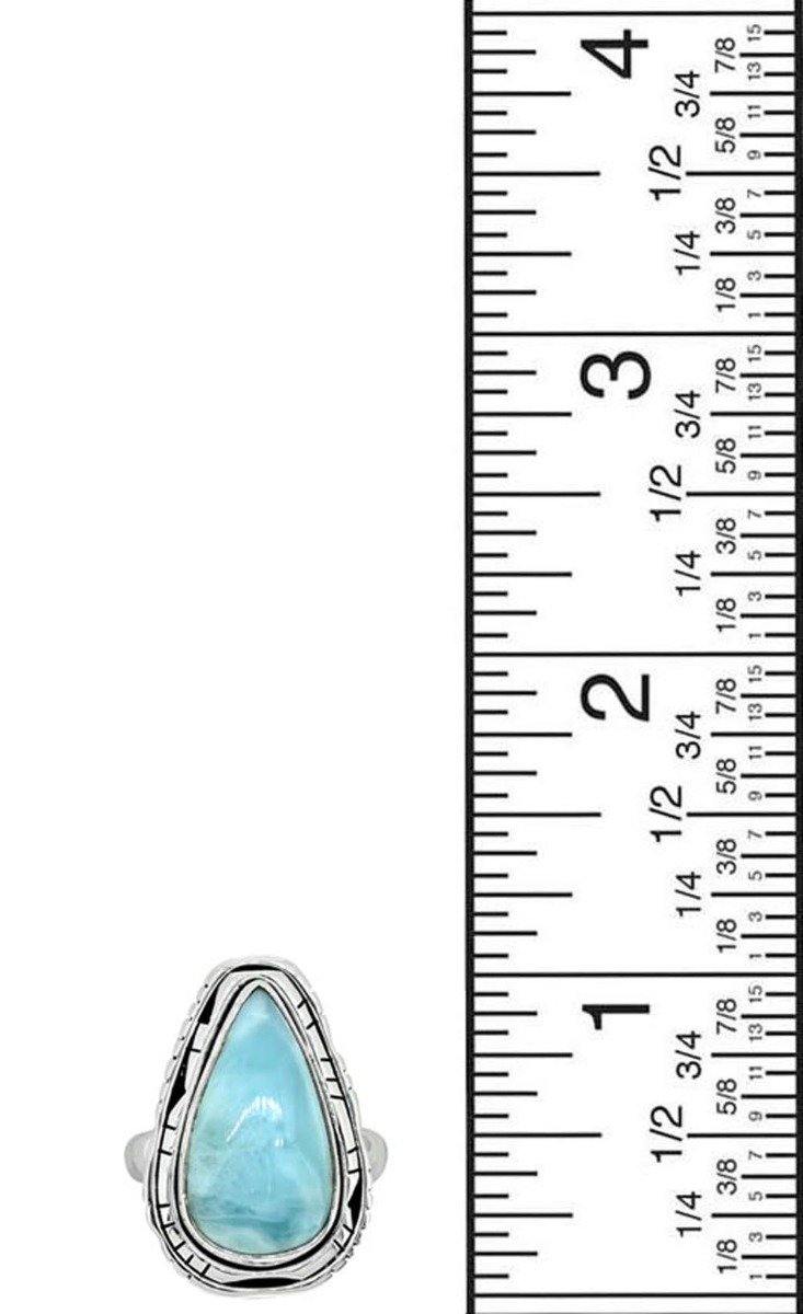 Natural Larimar Solid 925 Sterling Silver Ring Jewelry - YoTreasure