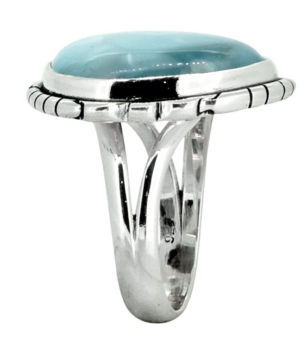 Natural Larimar Solid 925 Sterling Silver Ring Jewelry - YoTreasure