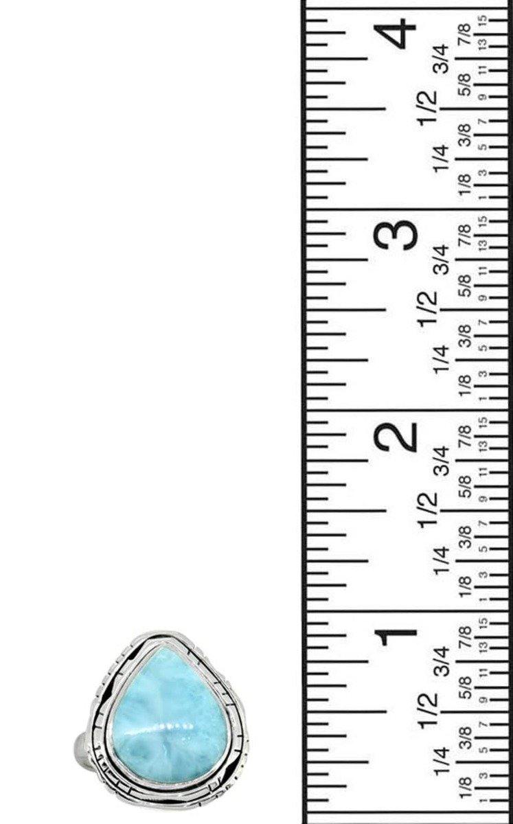 Natural Larimar Solid 925 Sterling Silver Ring Jewelry - YoTreasure