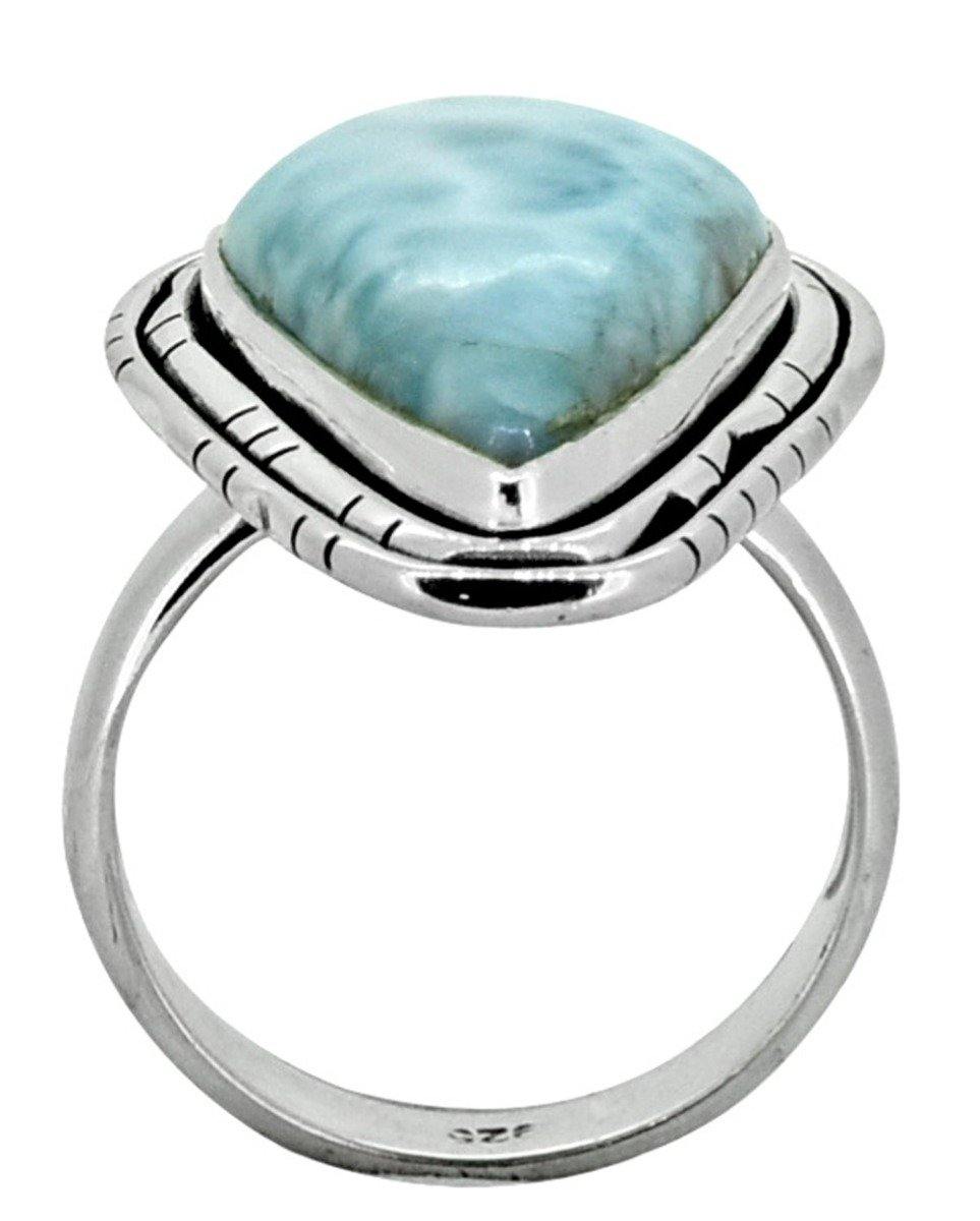 Natural Larimar Solid 925 Sterling Silver Ring Jewelry - YoTreasure