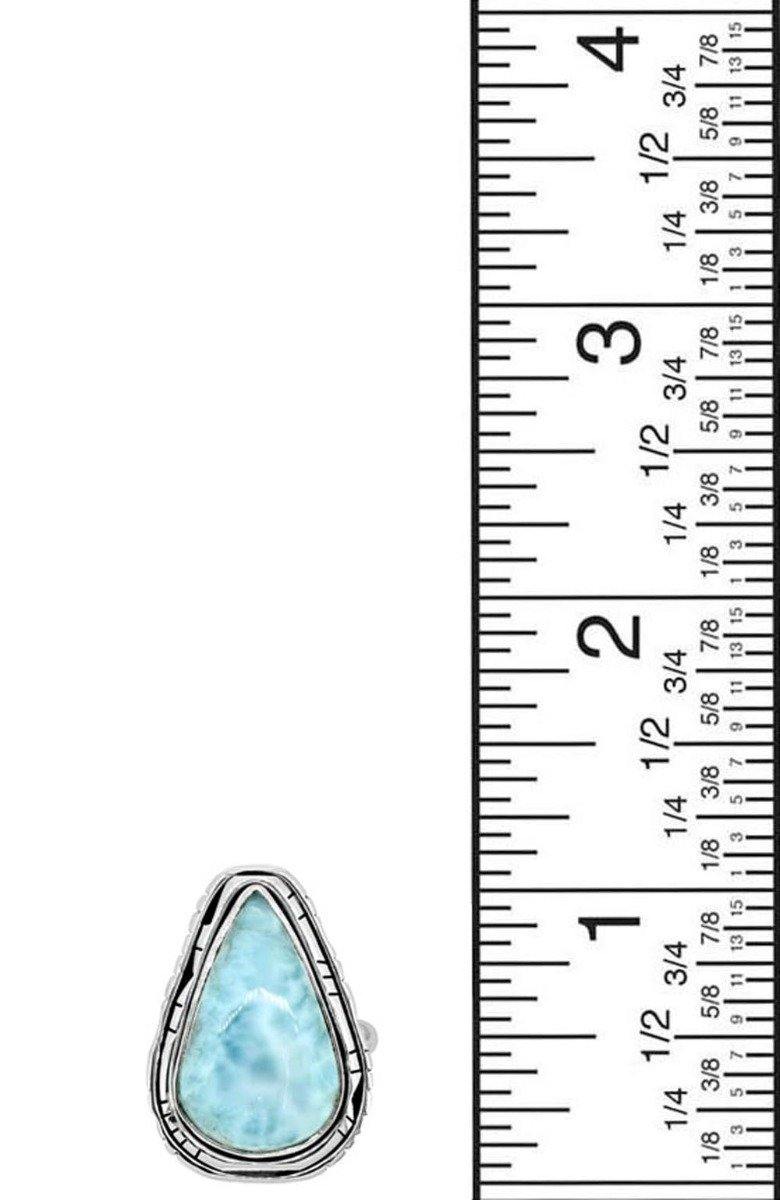 Natural Larimar Solid 925 Sterling Silver Ring Jewelry - YoTreasure