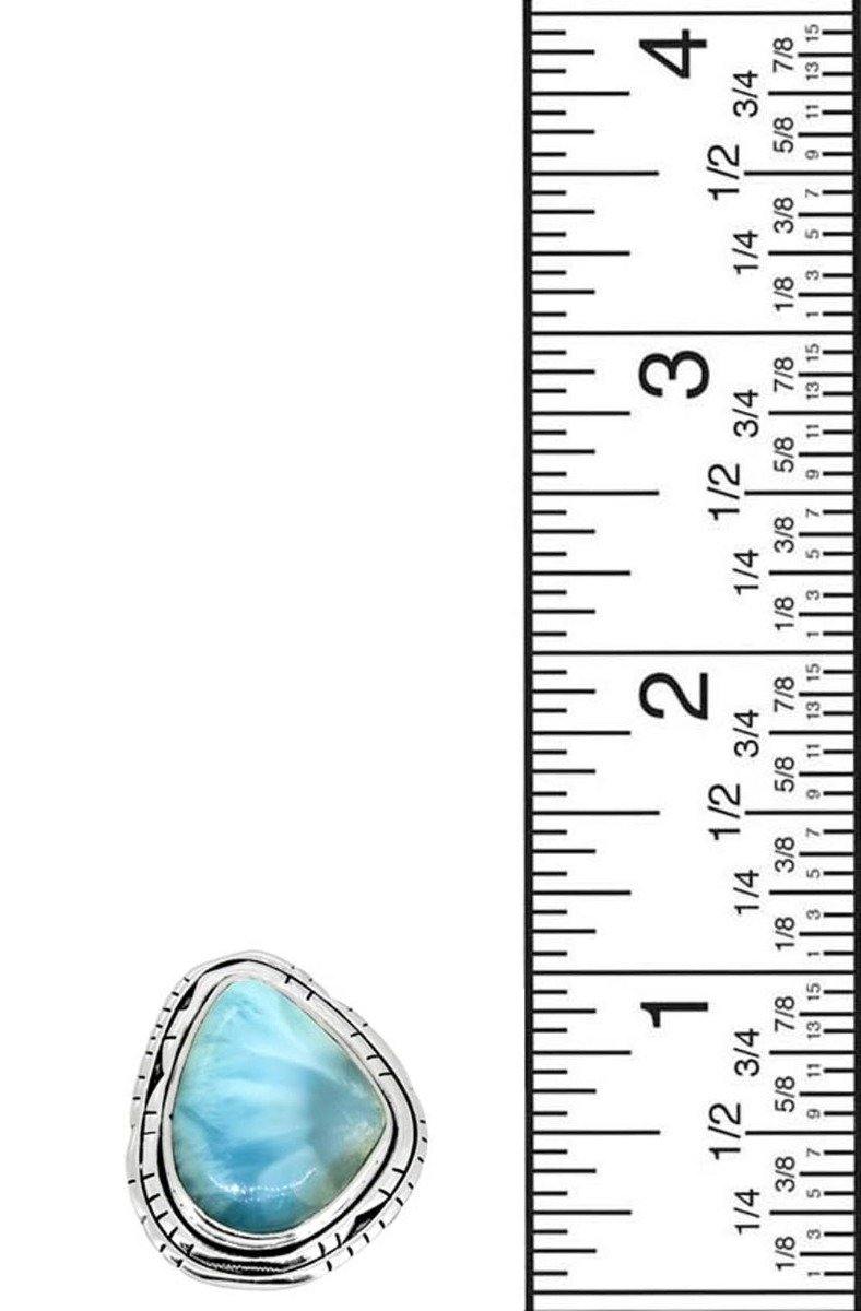 Natural Larimar Ring Solid 925 Sterling Silver Jewelry - YoTreasure