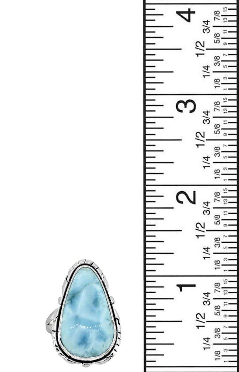 Natural Larimar Ring Solid 925 Sterling Silver Jewelry - YoTreasure