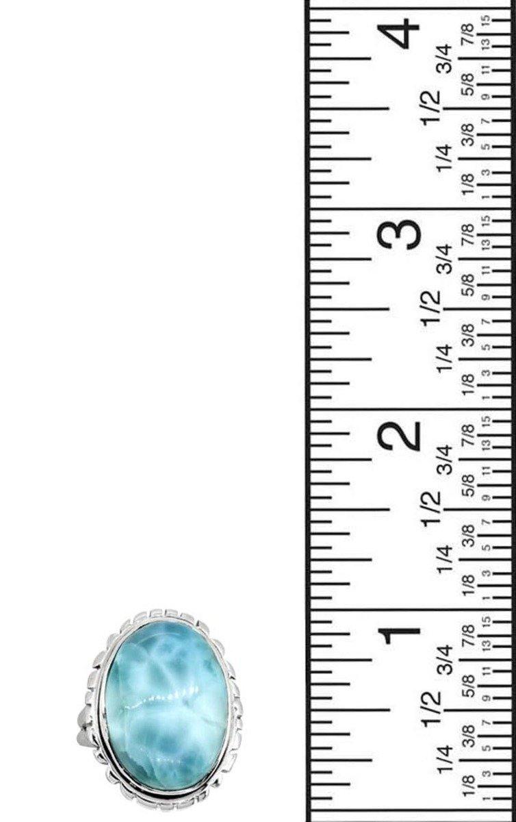 Natural Larimar Ring Solid 925 Sterling Silver Jewelry - YoTreasure