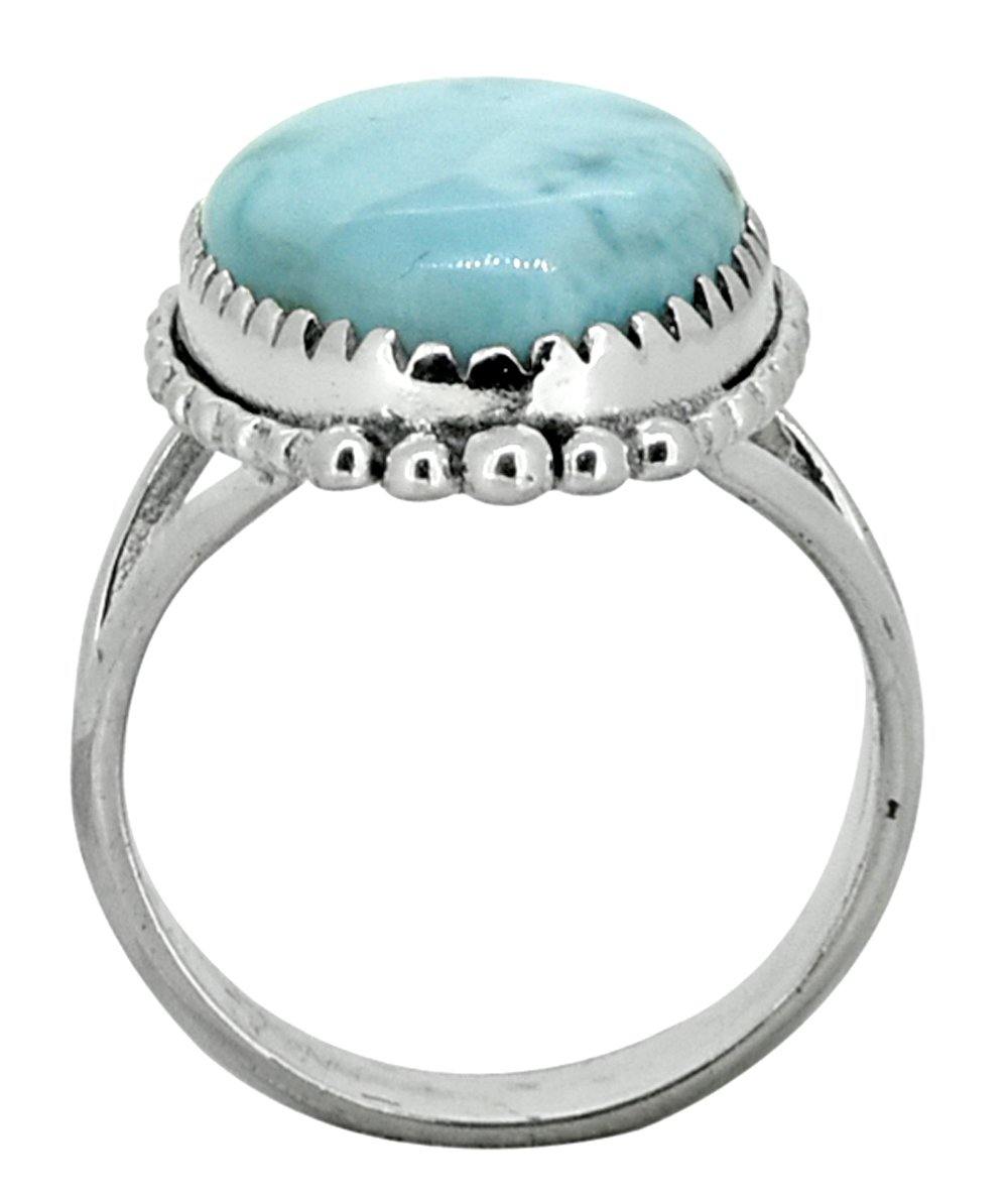 Natural Larimar Solid 925 Sterling Silver Ring Jewelry - YoTreasure