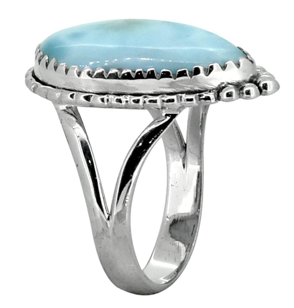 Natural Larimar Solid 925 Sterling Silver Ring Jewelry - YoTreasure