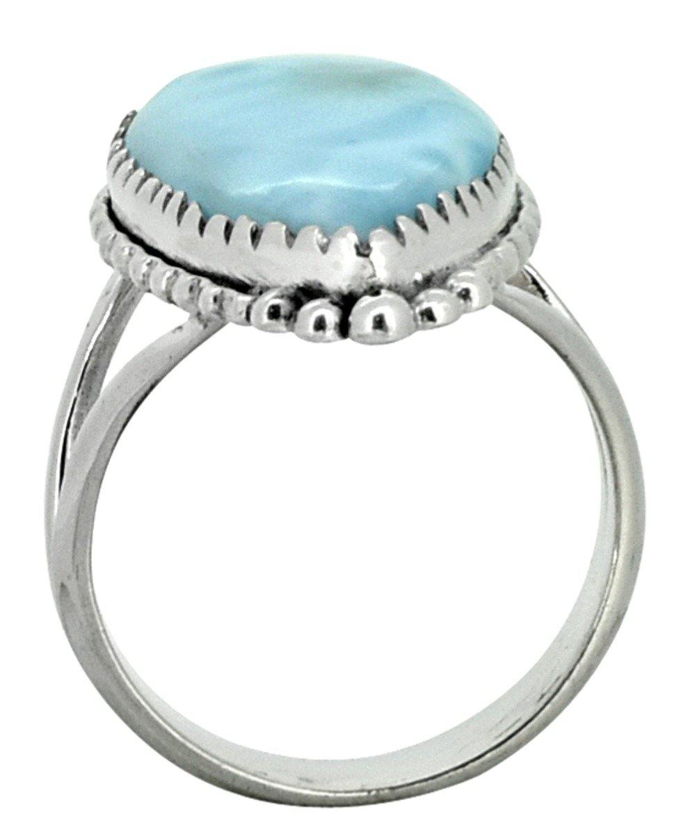 Natural Larimar Solid 925 Sterling Silver Ring Jewelry - YoTreasure