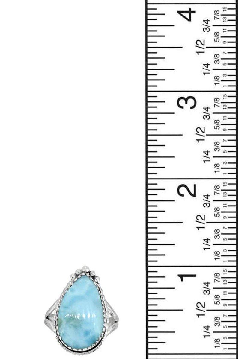 Natural Larimar Solid 925 Sterling Silver Ring Jewelry - YoTreasure