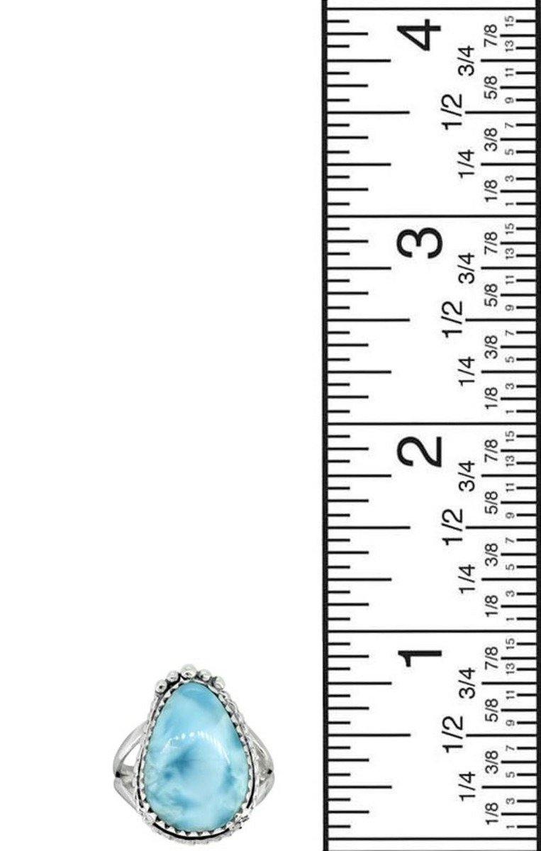 Natural Larimar Ring Solid 925 Sterling Silver Jewelry - YoTreasure