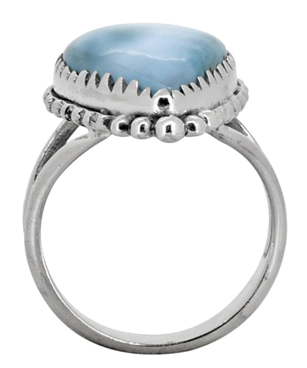 Natural Larimar Solid 925 Sterling Silver Ring Jewelry - YoTreasure