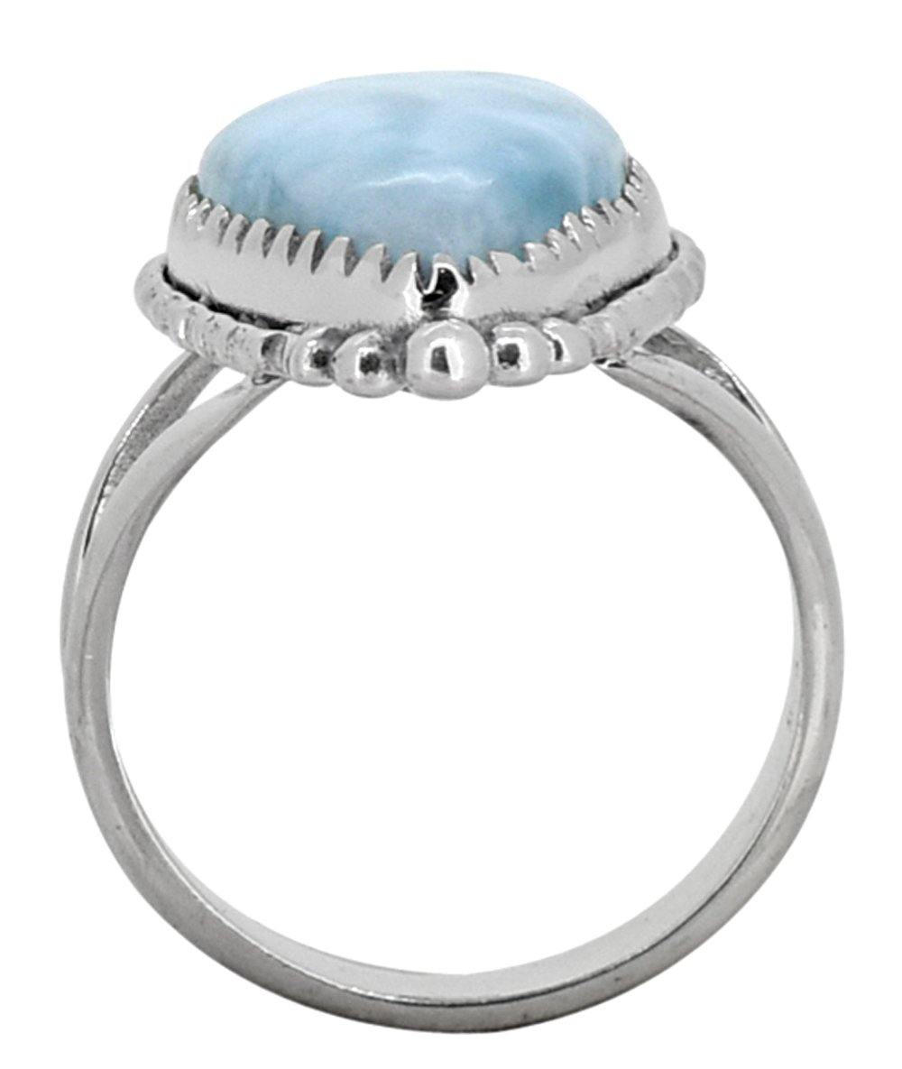 Natural Larimar Ring Solid 925 Sterling Silver Jewelry - YoTreasure