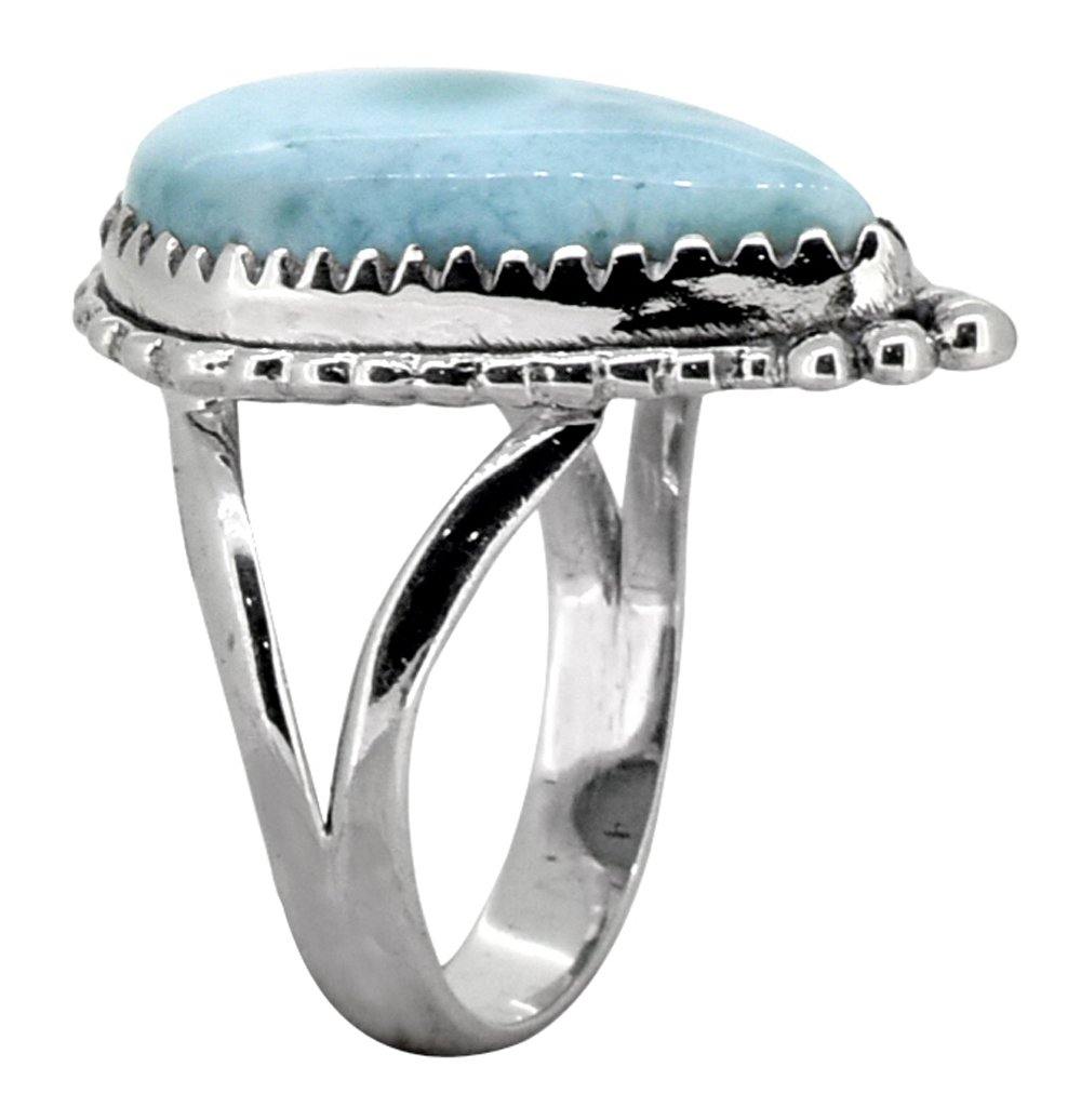 Natural Larimar Ring Solid 925 Sterling Silver Jewelry - YoTreasure