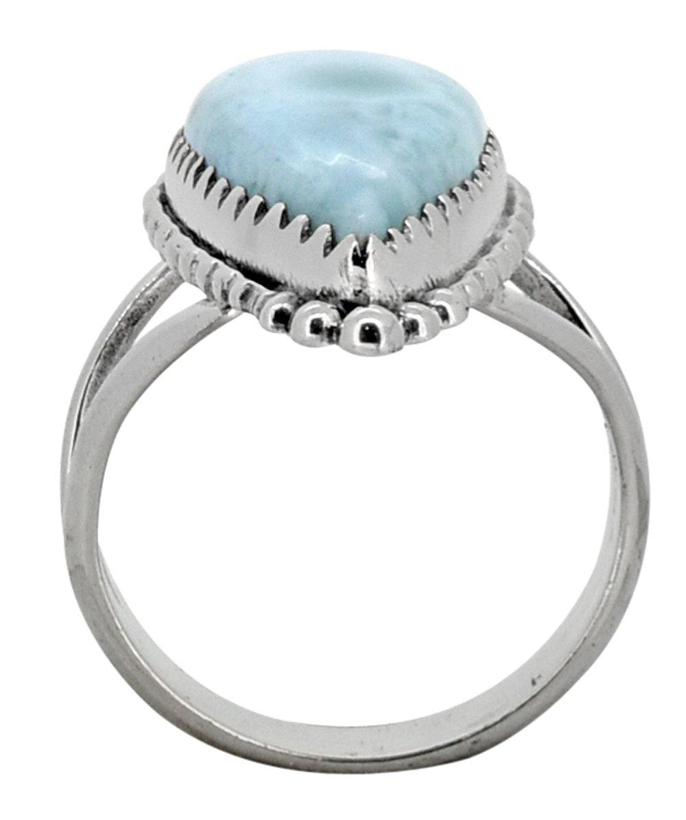 Natural Larimar Ring Solid 925 Sterling Silver Jewelry - YoTreasure