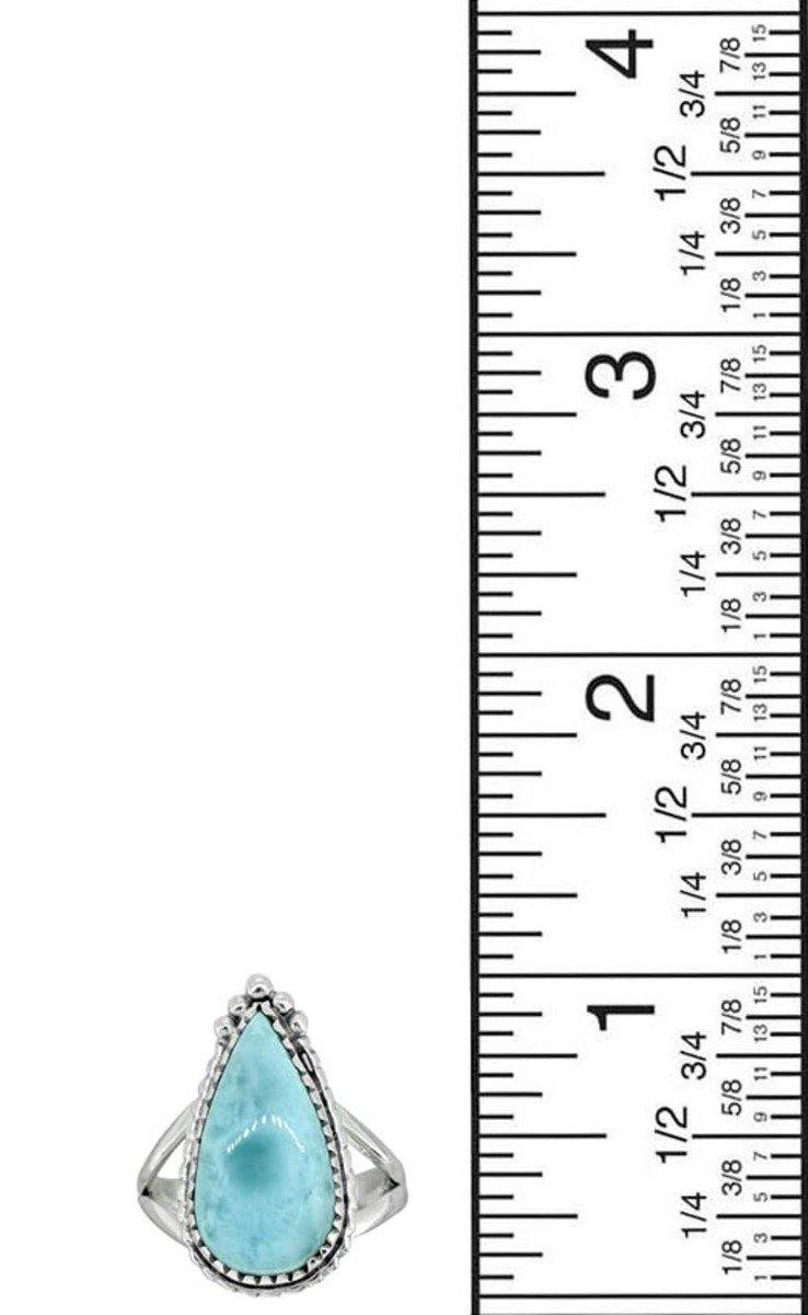 Natural Larimar Ring Solid 925 Sterling Silver Jewelry - YoTreasure