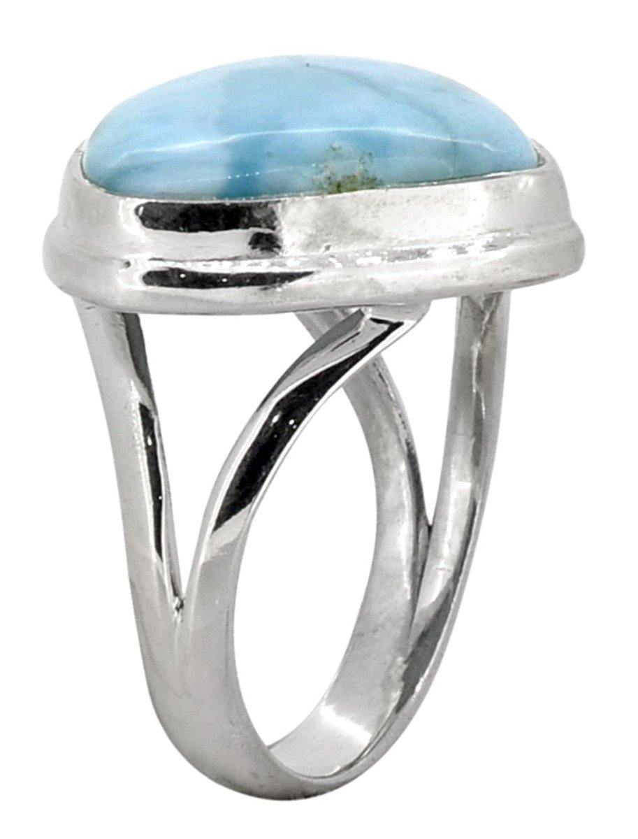 Natural Larimar Solid 925 Sterling Silver Ring Jewelry - YoTreasure