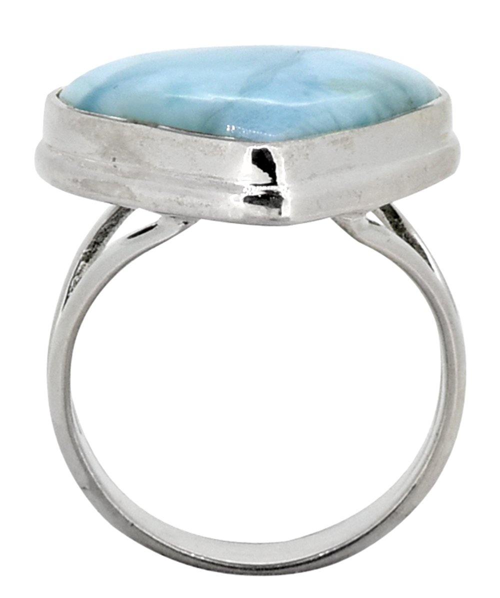 Natural Larimar Solid 925 Sterling Silver Ring Jewelry - YoTreasure