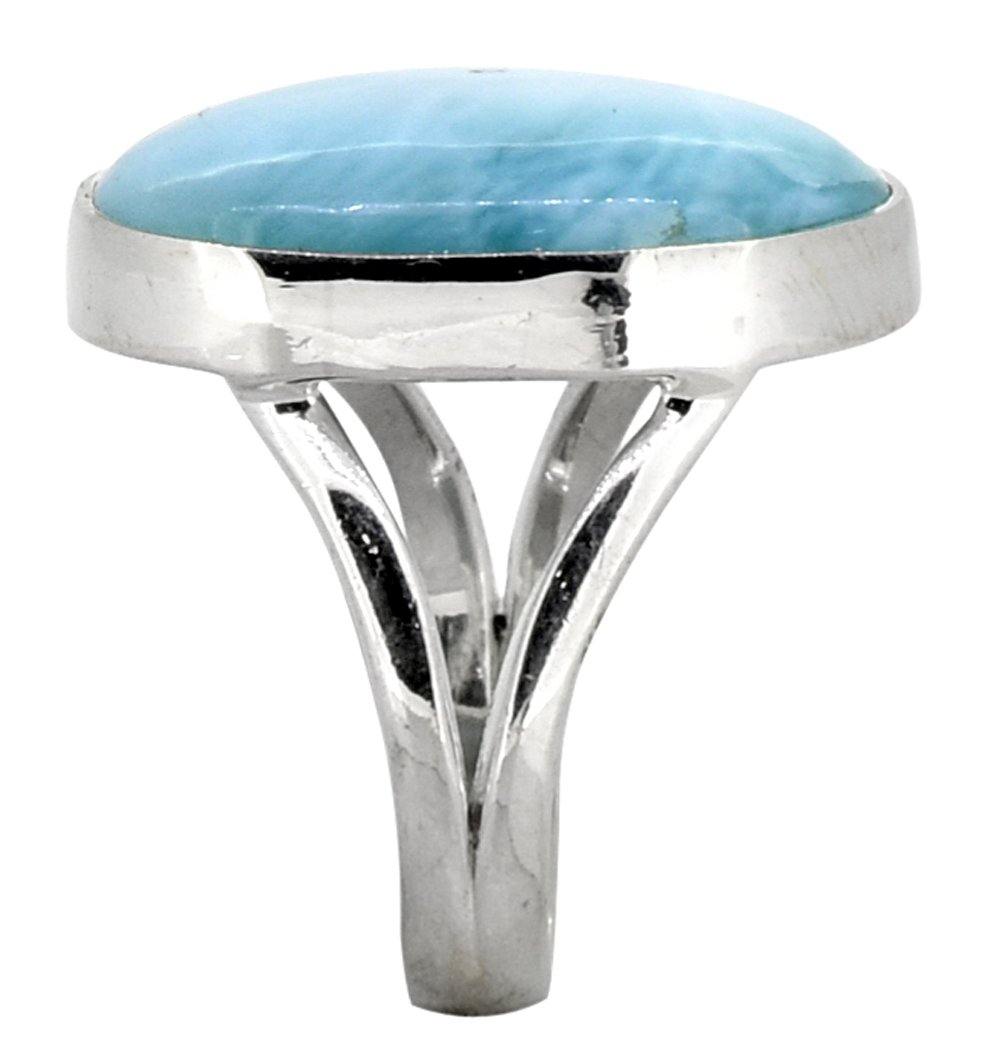 Natural Larimar Ring Solid 925 Sterling Silver Jewelry - YoTreasure