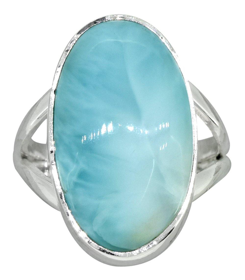 Natural Larimar Ring Solid 925 Sterling Silver Jewelry - YoTreasure