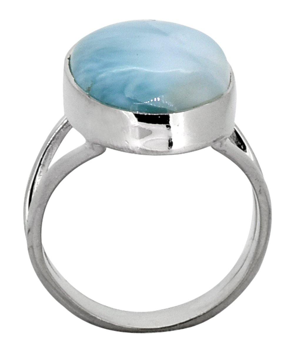 Natural Larimar Ring Solid 925 Sterling Silver Jewelry - YoTreasure