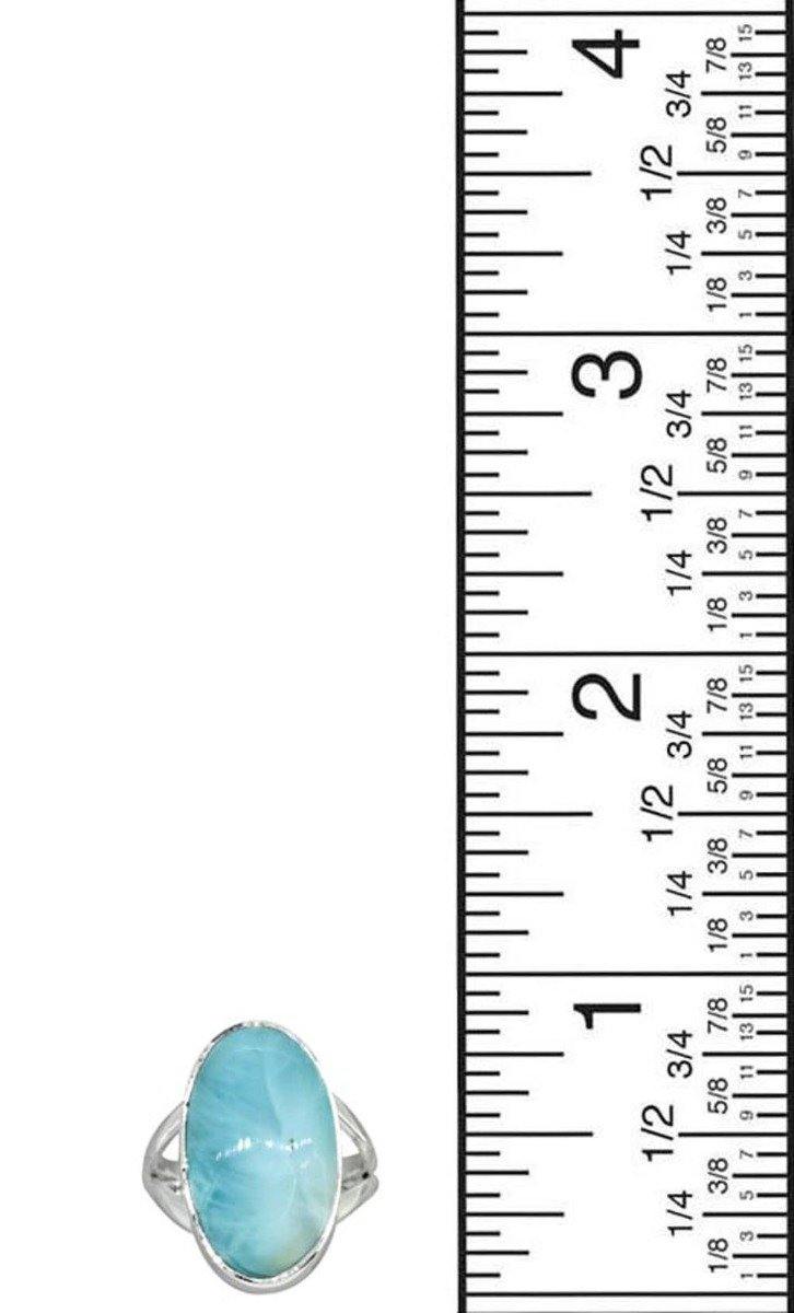 Natural Larimar Ring Solid 925 Sterling Silver Jewelry - YoTreasure