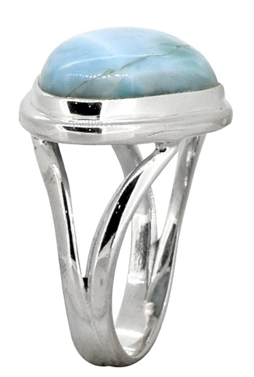 Natural Larimar Ring Solid 925 Sterling Silver Jewelry - YoTreasure