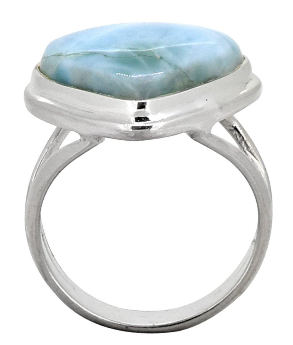 Natural Larimar Ring Solid 925 Sterling Silver Jewelry - YoTreasure