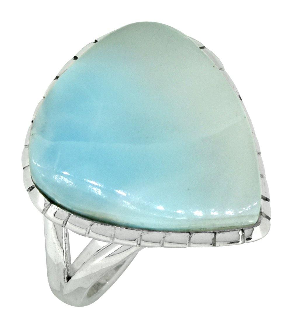 Natural Larimar Ring Solid 925 Sterling Silver Jewelry - YoTreasure