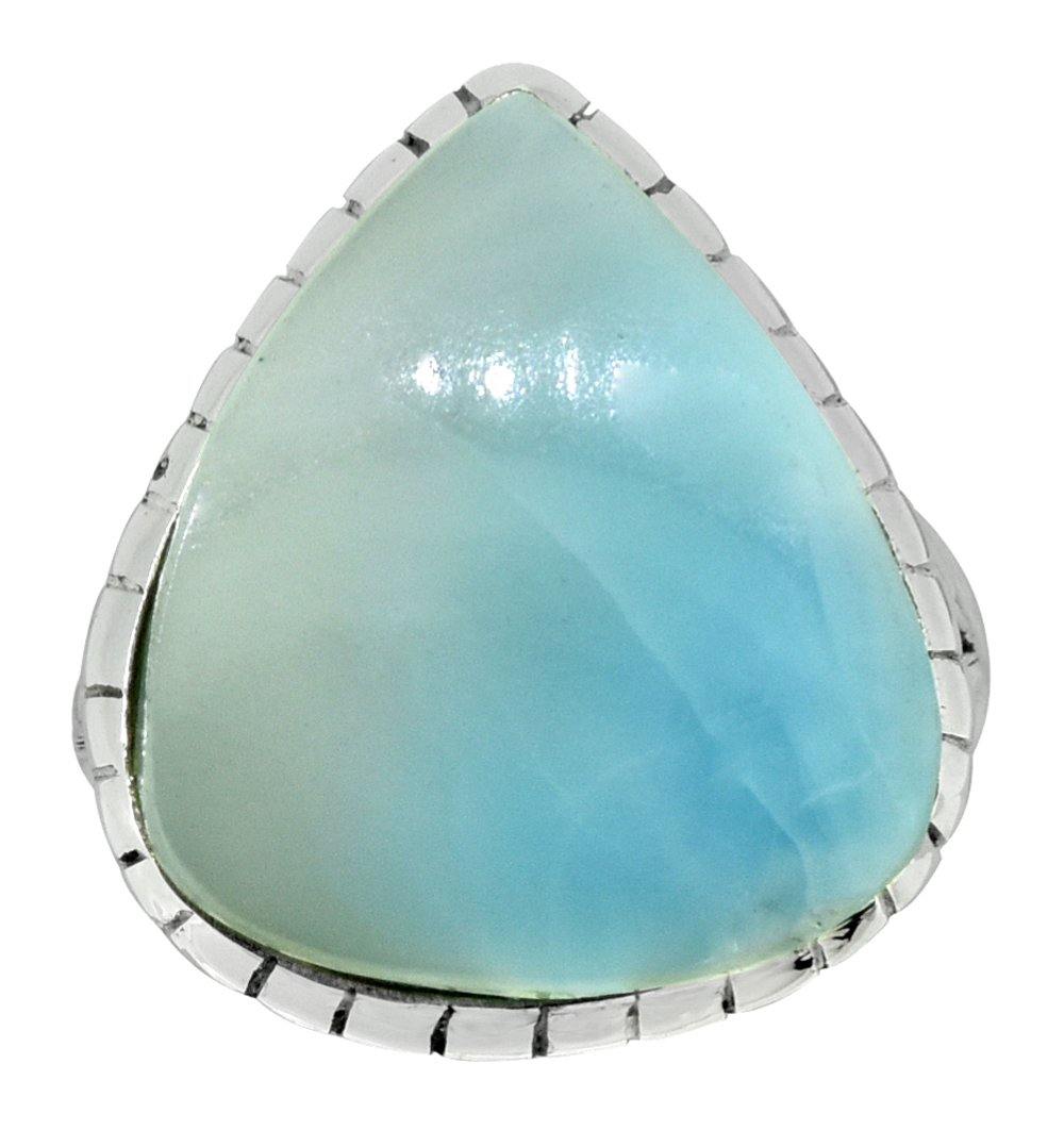 Natural Larimar Ring Solid 925 Sterling Silver Jewelry - YoTreasure