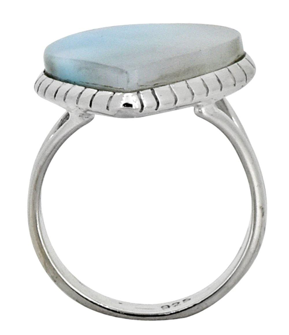 Natural Larimar Ring Solid 925 Sterling Silver Jewelry - YoTreasure