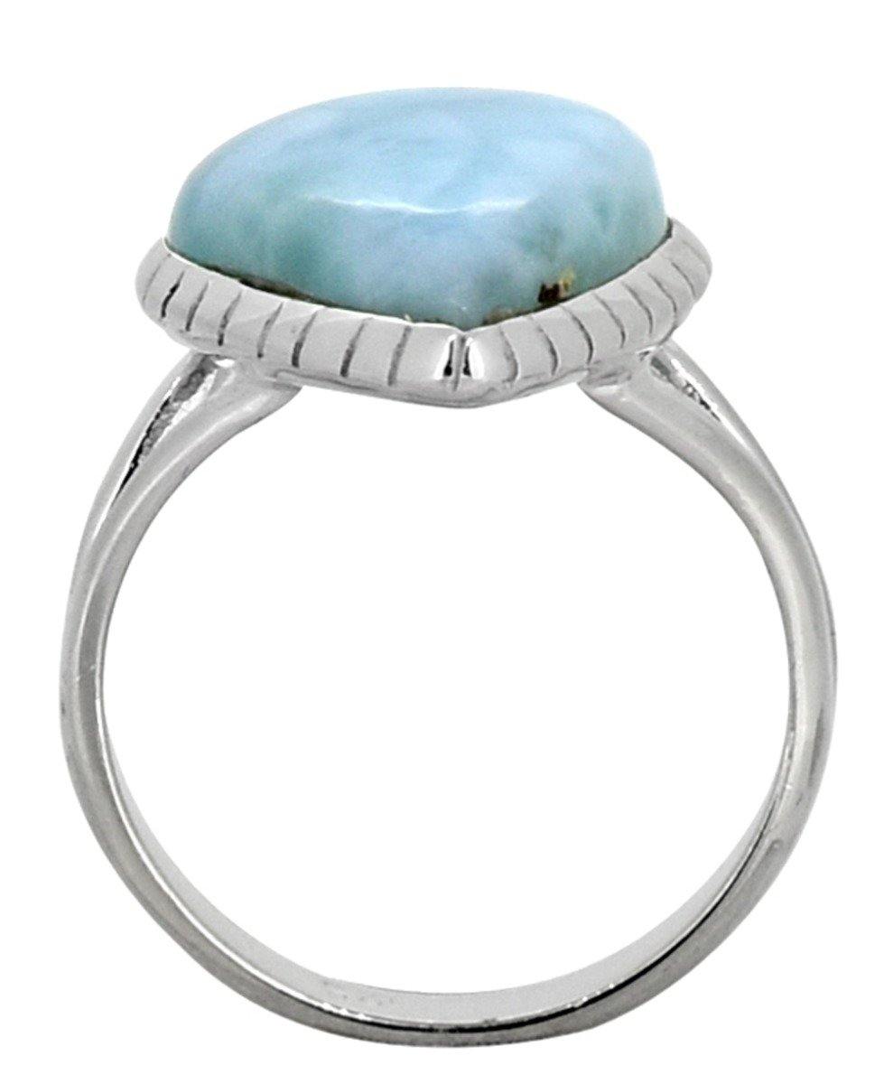 Natural Larimar Ring Solid 925 Sterling Silver Jewelry - YoTreasure