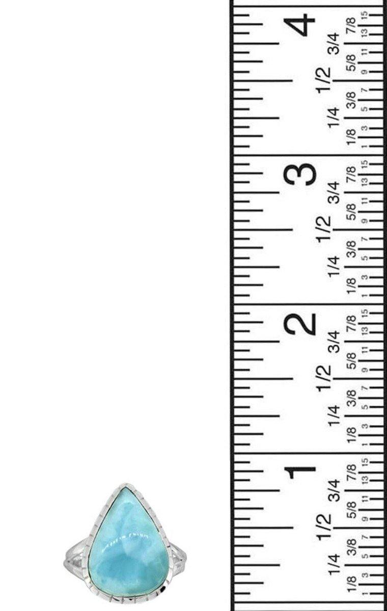 Natural Larimar Ring Solid 925 Sterling Silver Jewelry - YoTreasure