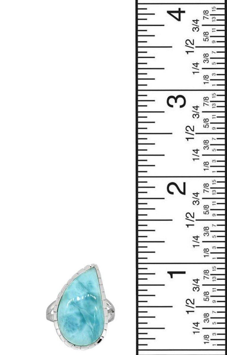 Natural Larimar Ring Solid 925 Sterling Silver Jewelry - YoTreasure