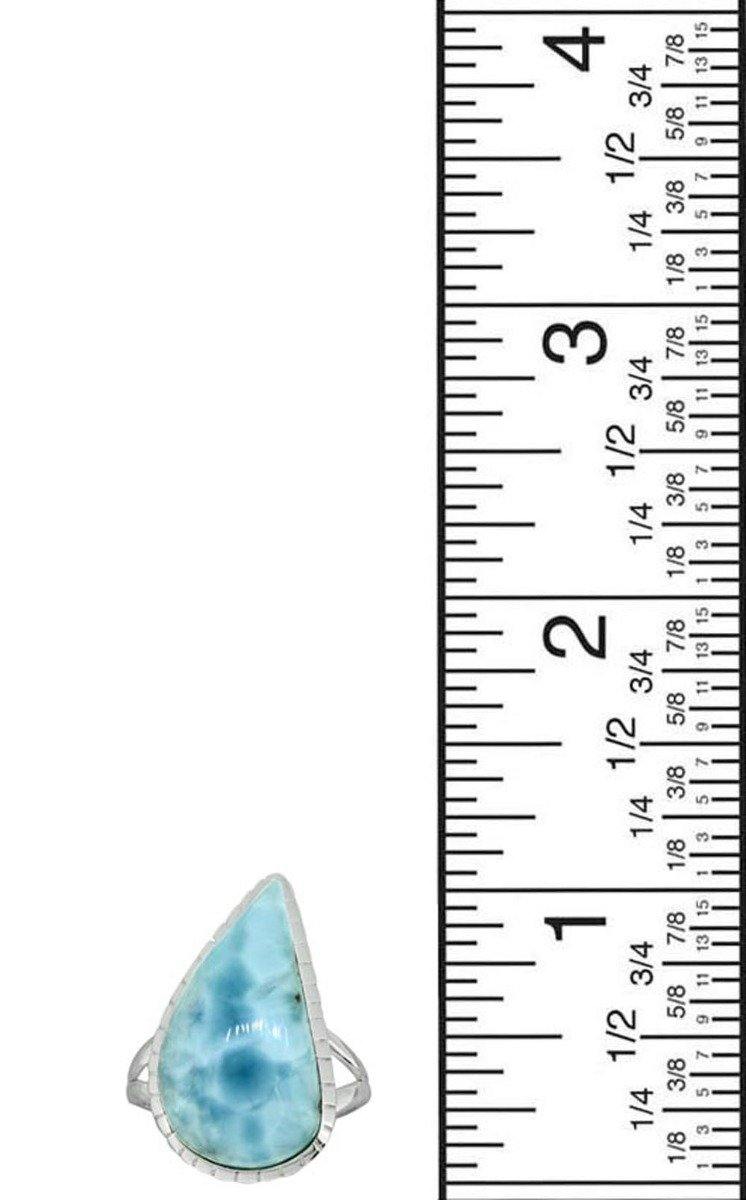 Natural Larimar Ring Solid 925 Sterling Silver Jewelry - YoTreasure