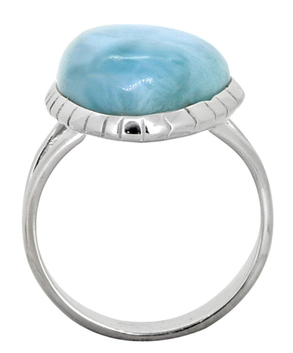 Natural Larimar Ring Solid 925 Sterling Silver Jewelry - YoTreasure