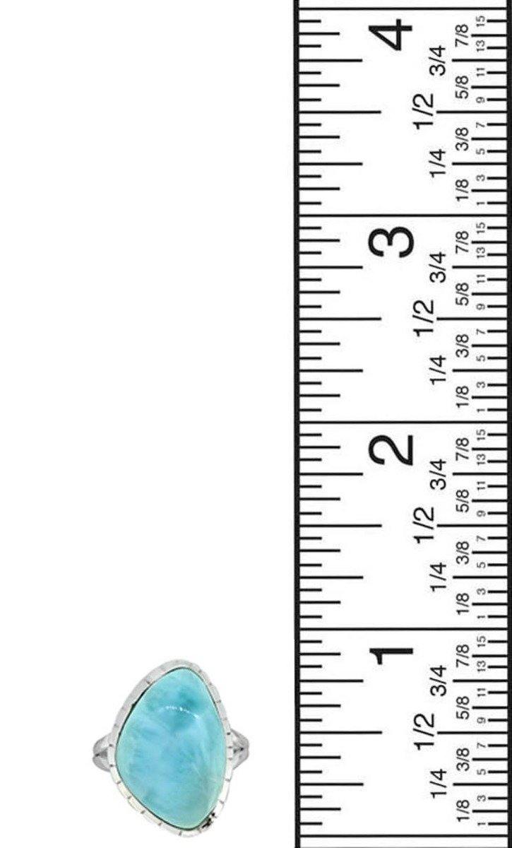 Natural Larimar Ring Solid 925 Sterling Silver Jewelry - YoTreasure