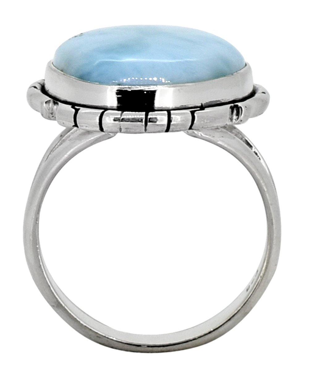 Natural Larimar Solid 925 Sterling Silver Ring Jewelry - YoTreasure
