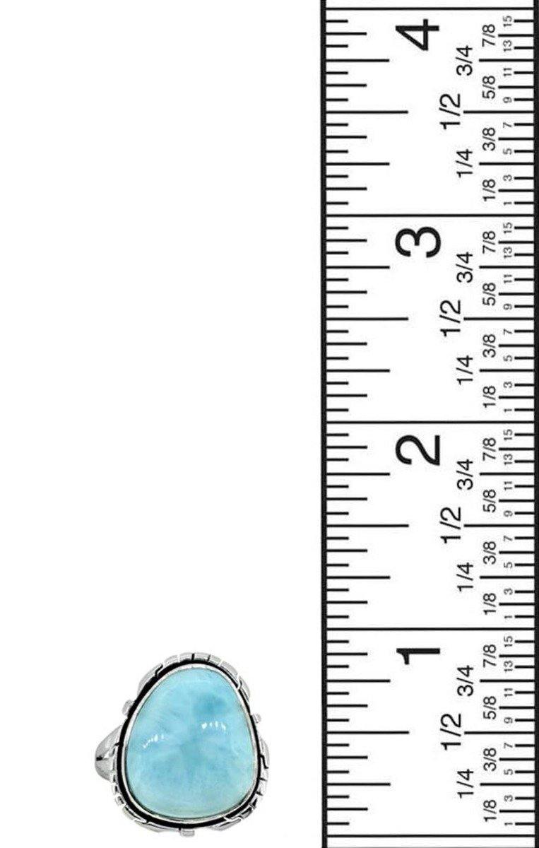 Natural Larimar Solid 925 Sterling Silver Ring Jewelry - YoTreasure