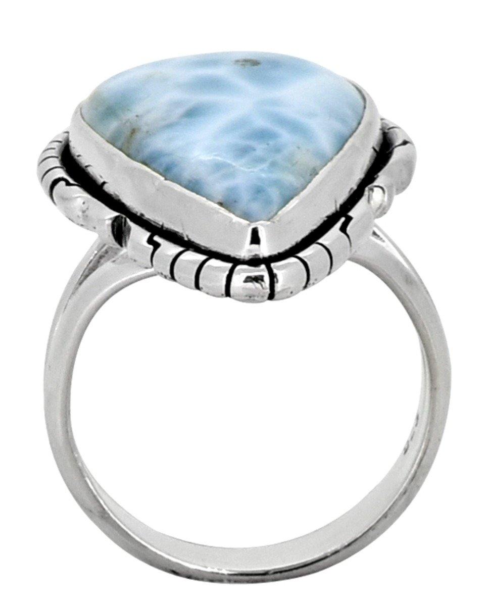 Natural Larimar Solid 925 Sterling Silver Ring Jewelry - YoTreasure