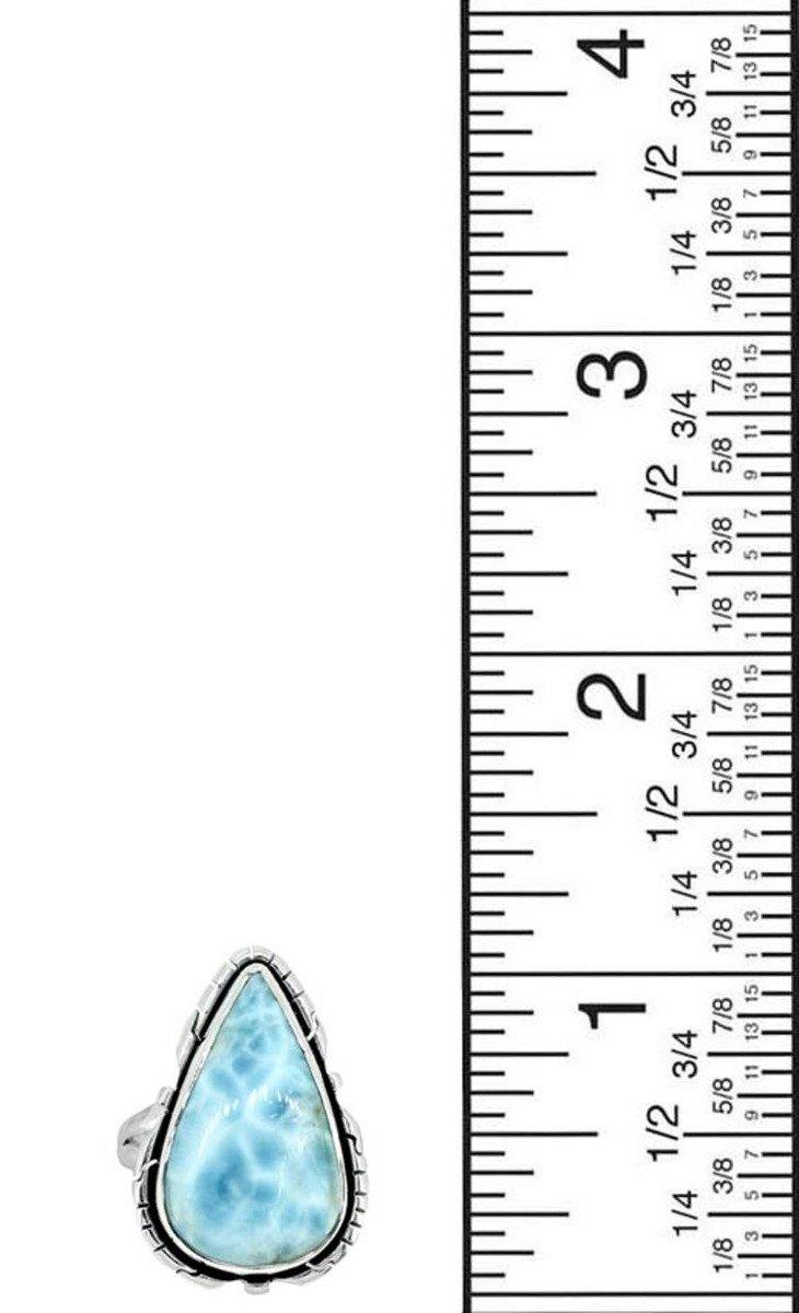 Natural Larimar Solid 925 Sterling Silver Ring Jewelry - YoTreasure