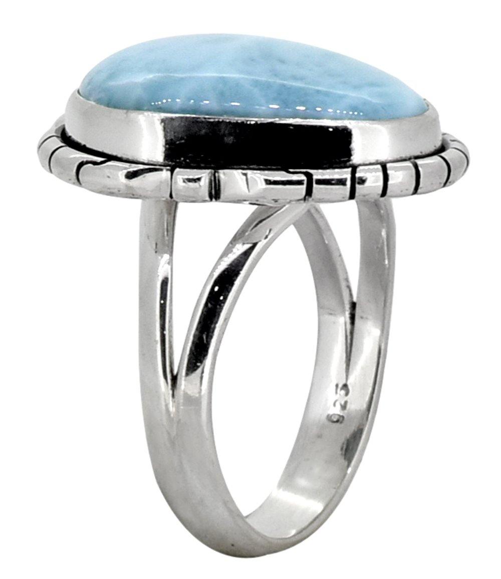 Larimar Solid 925 Sterling Silver Ring Jewelry - YoTreasure