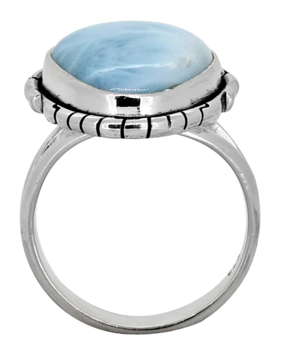 Larimar Solid 925 Sterling Silver Ring Jewelry - YoTreasure