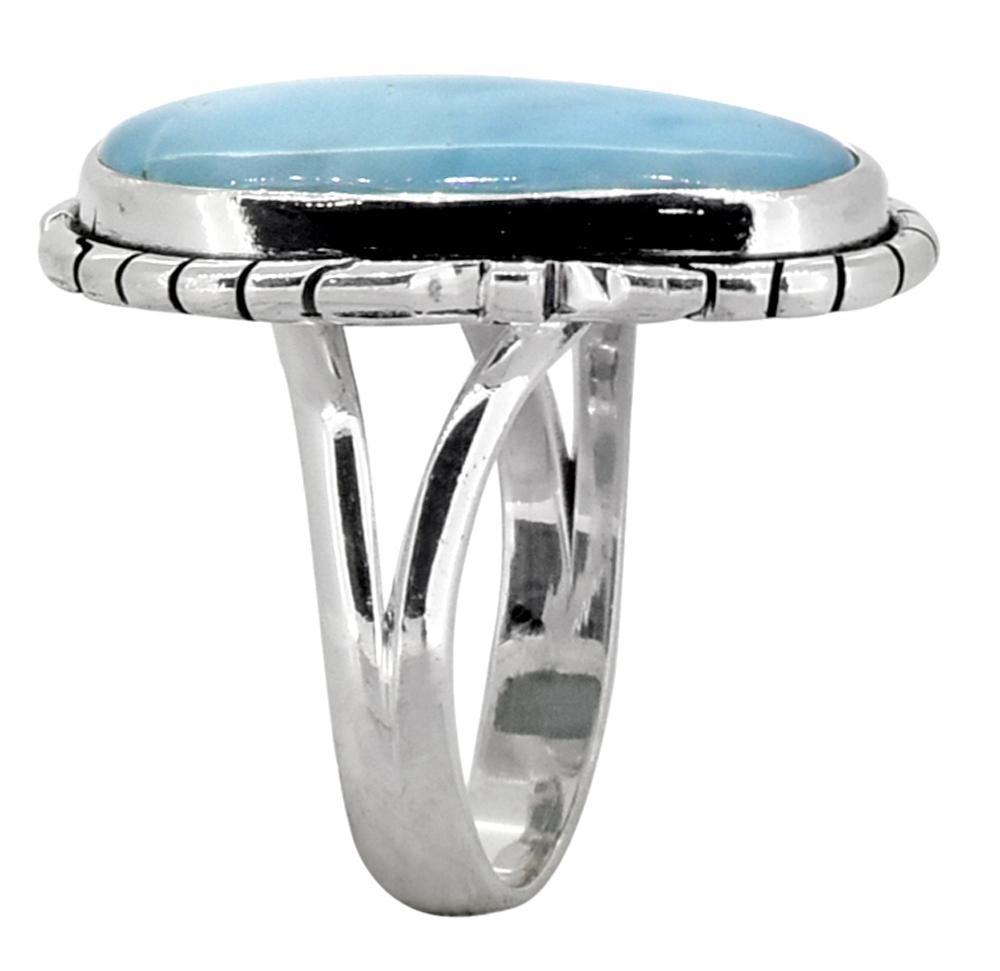 Natural Larimar Solid 925 Sterling Silver Ring Jewelry - YoTreasure