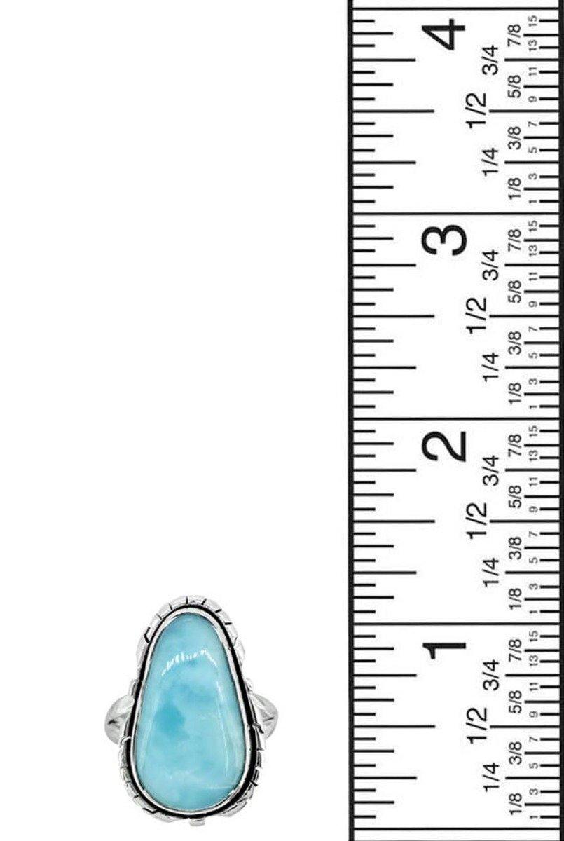 Natural Larimar Solid 925 Sterling Silver Ring Jewelry - YoTreasure