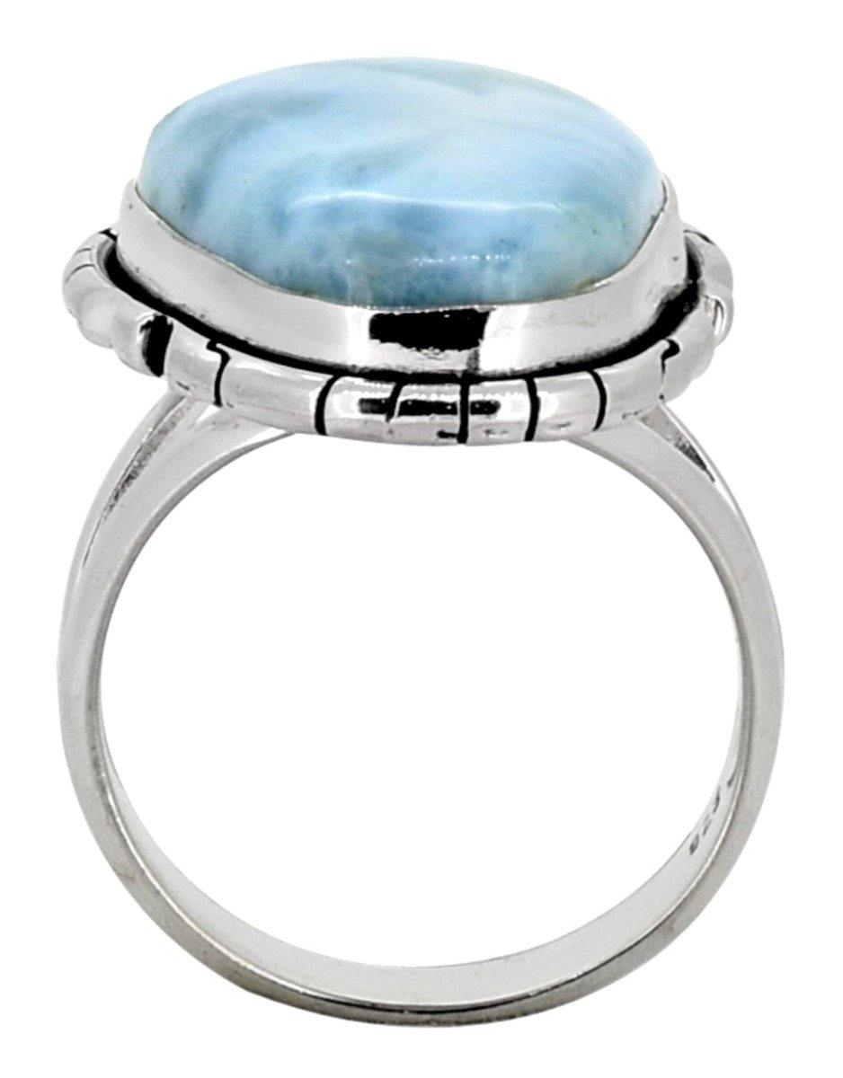 Natural Larimar Ring Solid 925 Sterling Silver  Jewelry - YoTreasure