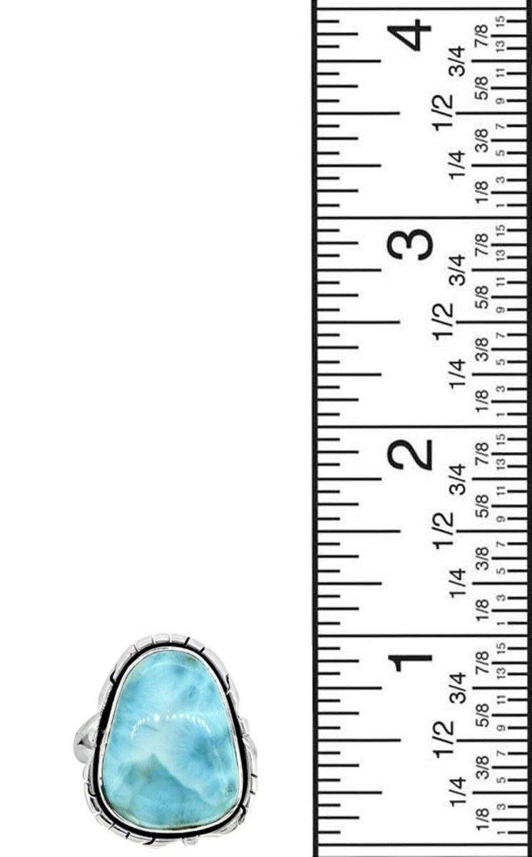 Natural Larimar Ring Solid 925 Sterling Silver  Jewelry - YoTreasure