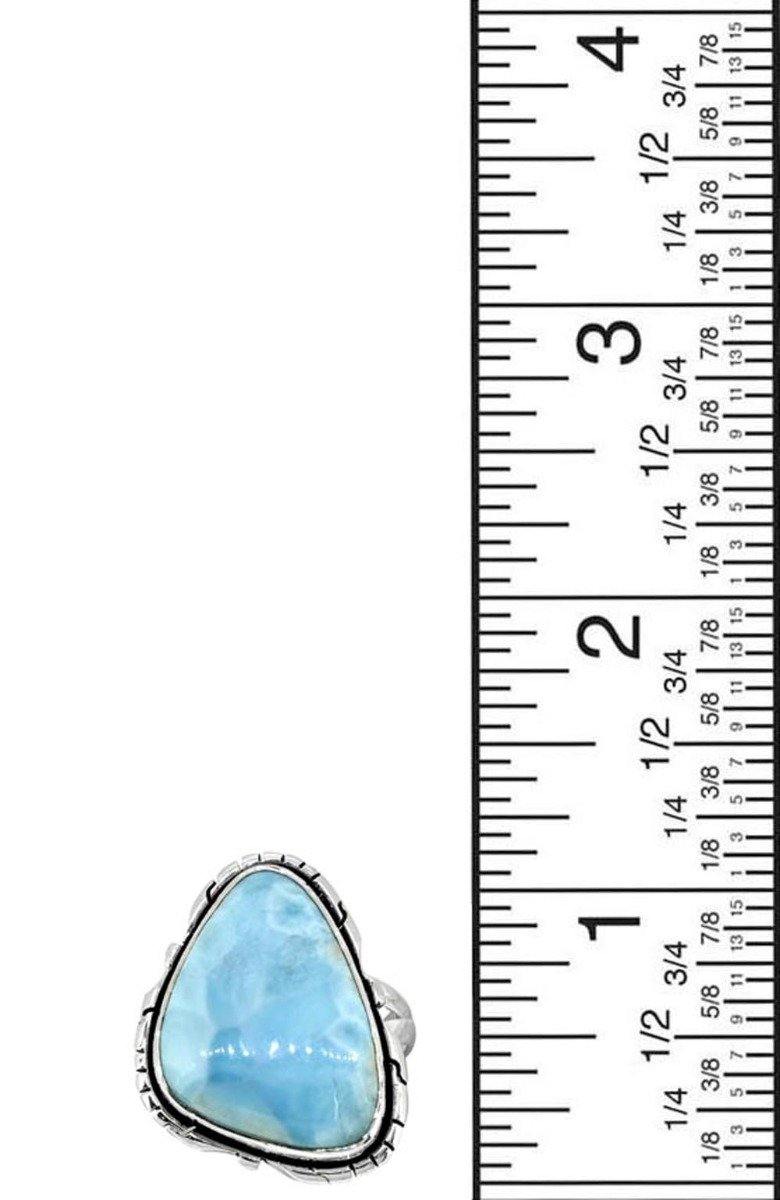 Natural Larimar Solid 925 Sterling Silver Ring Jewelry - YoTreasure