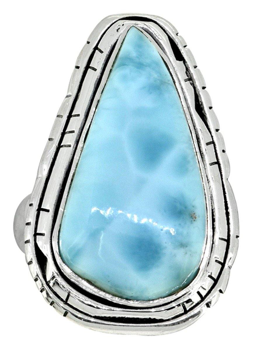 Natural Larimar Solid 925 Sterling Silver Ring Jewelry - YoTreasure