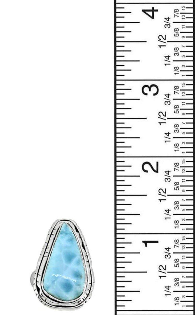 Natural Larimar Solid 925 Sterling Silver Ring Jewelry - YoTreasure