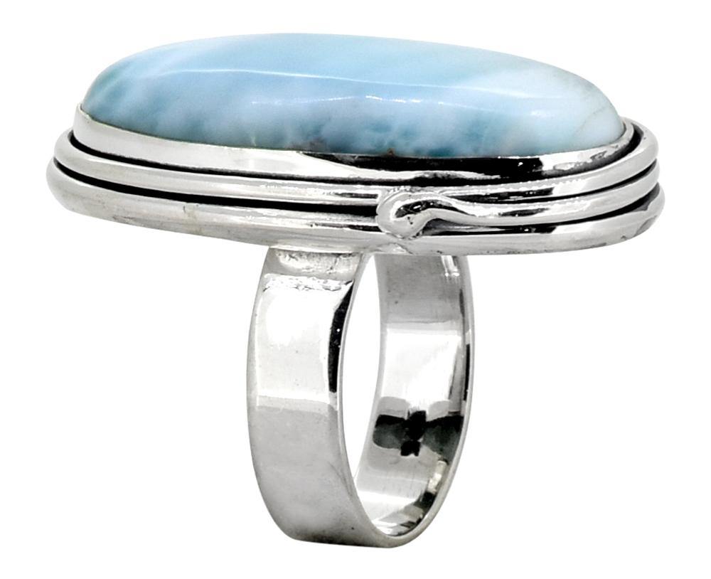 Natural Larimar Ring Solid 925 Sterling Silver Gemstone Jewelry - YoTreasure