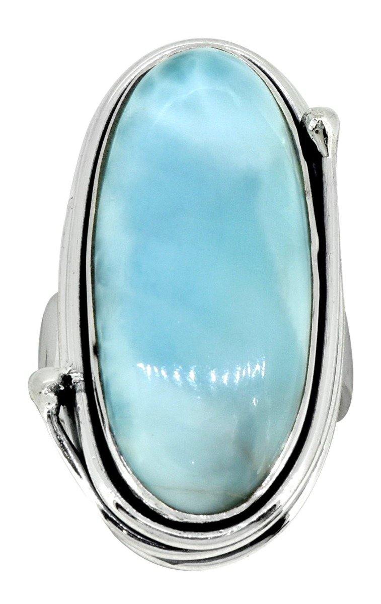 Natural Larimar Ring Solid 925 Sterling Silver Gemstone Jewelry - YoTreasure